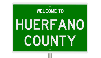 Rendering of a green 3d highway sign for Huerfano County