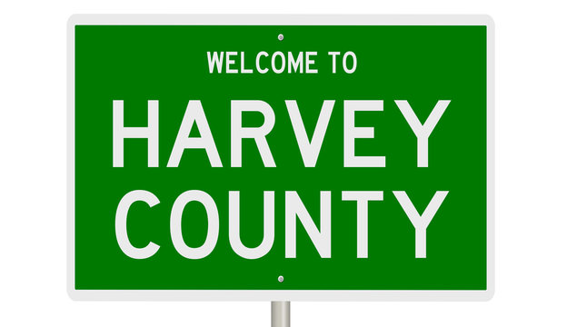 Rendering Of A Green 3d Highway Sign For Harvey County