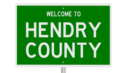 Rendering of a green 3d highway sign for Hendry County