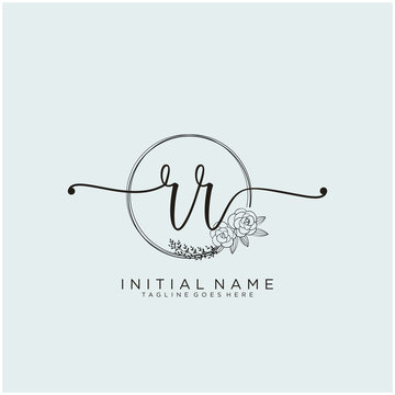 RR Letter Initial beauty monogram and elegant logo design, handwriting logo of initial signature, wedding, fashion, floral and botanical with creative template design.