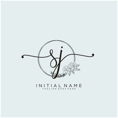 SJ Letter Initial beauty monogram and elegant logo design, handwriting logo of initial signature, wedding, fashion, floral and botanical with creative template design.