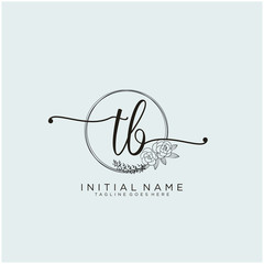 TB Letter Initial beauty monogram and elegant logo design, handwriting logo of initial signature, wedding, fashion, floral and botanical with creative template design.