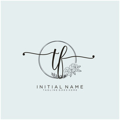 TF Letter Initial beauty monogram and elegant logo design, handwriting logo of initial signature, wedding, fashion, floral and botanical with creative template design.