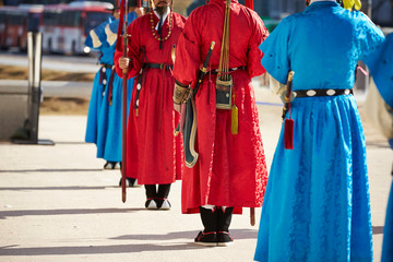 Fototapeta na wymiar Guards in Korean traditional costume event 