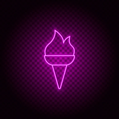 Fire, flame vector icon. Element of simple icon for websites, web design, mobile app, info graphics. Pink color. Neon vector on dark background