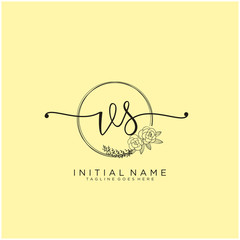 VS Letter Initial beauty monogram and elegant logo design, handwriting logo of initial signature, wedding, fashion, floral and botanical with creative template design.