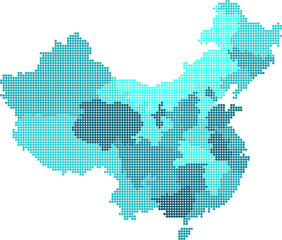 Fototapeta na wymiar Blue square China map on white background. Vector illustration. 