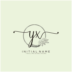 YX Letter Initial beauty monogram and elegant logo design, handwriting logo of initial signature, wedding, fashion, floral and botanical with creative template design.