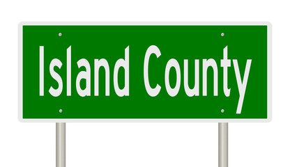 Rendering of a green 3d highway sign for Island County