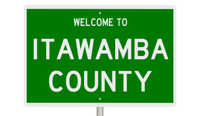 Rendering of a green 3d highway sign for Itawamba County