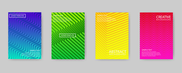 Minimal covers design. Modern background with zigzag lines and waves texture for use element placards, banners, flyers, posters etc. Colorful shapes gradients. Future geometric patterns.
