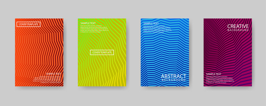 Minimal covers design. Modern background with zigzag lines texture for use element placards, banners, flyers, posters etc. Colorful shapes gradients. Future geometric patterns.