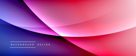 Wave liquid style lines with shadows and light on gradient background. Trendy simple fluid color gradient abstract background with dynamic straight shadow line effect