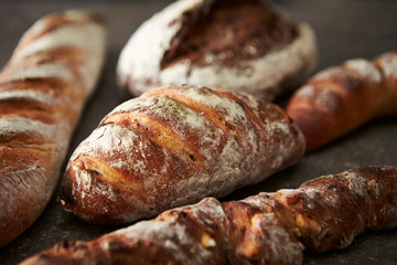 Group of bread on stone background