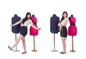 Young tailor isolated on the white