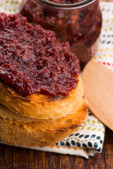 Bread with sweet cherry jam