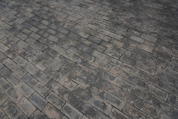 Blue brick paved ground texture