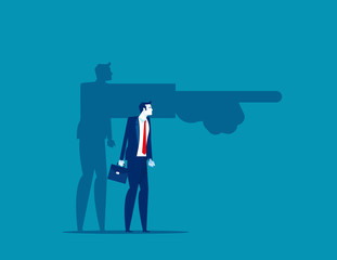 Business man shadow pointing a direction. Concept business direction vector illustration, Silhouette