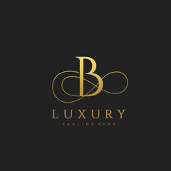 B Luxury Letter Logo Design Vector