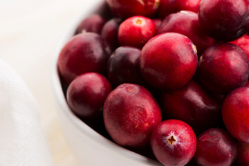 Ceramic bowl of Cranberry on white background