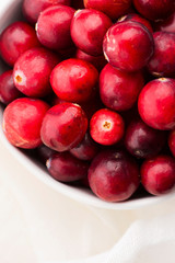 Ceramic bowl of Cranberry on white background
