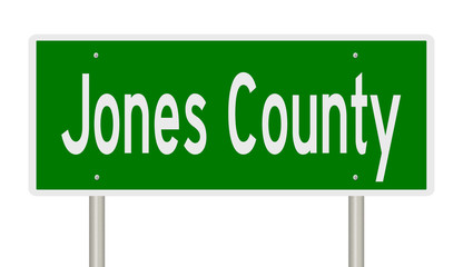 Rendering of a green 3d highway sign for Jones County
