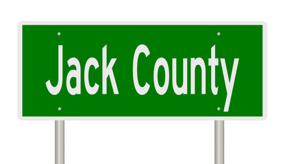 Rendering of a green 3d highway sign for Jack County