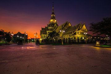 Fototapeta premium Background of one of the religious sites in Thailand (Wat Sothon Wararam Worawihan) in Chachoengsao, tourists always come to make merit.