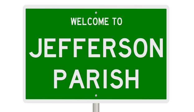 Rendering Of A Green 3d Highway Sign For Jefferson Parish In Louisiana