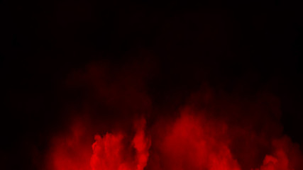 Paranormal red mystic smoke on the floor. Fog isolated on black background. Stock illustration. Design element.