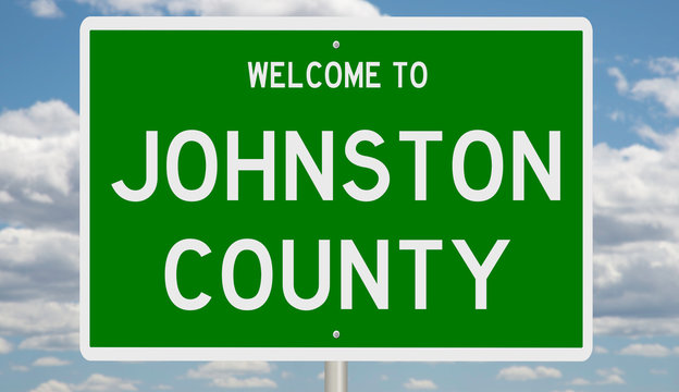 Rendering of a green 3d highway sign for Johnston County