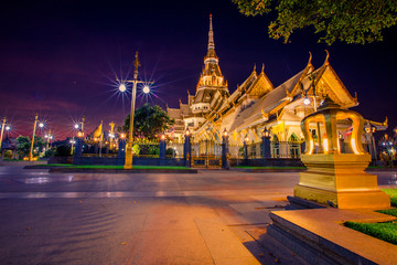 Naklejka premium Background of one of the religious sites in Thailand (Wat Sothon Wararam Worawihan) in Chachoengsao, tourists always come to make merit.
