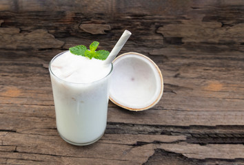 Coconut smoothie drink white fresh cocktail shake milkshake vanilla juice fruit beverage food...
