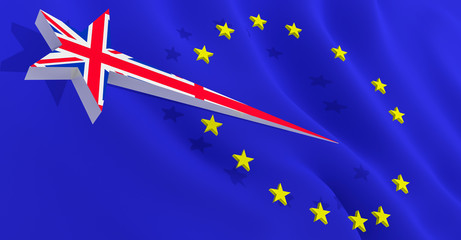 brexit british star leaving from  european union flag - 3d rendering