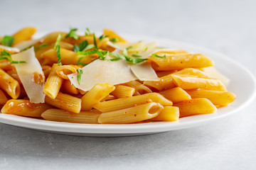 Penne pasta with tomato sauce