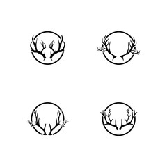 Deer antler horn ilustration logo vector template