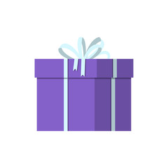 Gift box isolated on white. Flat icon. Vector illustration.