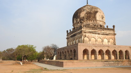 The ancient tomb of Qutb Shahi in Hyderabad - India. The Kings are resting in the tombs located...