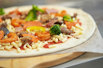pizza with mushrooms and cheese