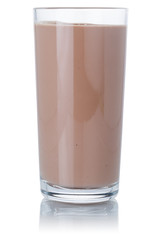 Fresh chocolate milk shake milkshake glass isolated on white