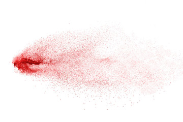 Fototapeta premium Explosion of red powder on black background