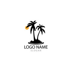 Obraz premium Palm tree summer logo template vector illustration