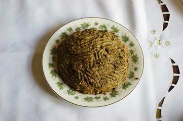 green phali. classic Georgian phali made from spinach and walnuts