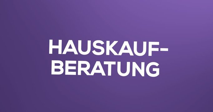 Baugutachter - Textanimation f&uuml;r Blog, Soziale Medien oder Website. Werbung/Marketing f&uuml;r Sachverst&auml;ndiger f&uuml;r Immobilien. Hintergrund lila