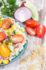 Salad with bulgur groats and vegetables as best food for dieting and slimming