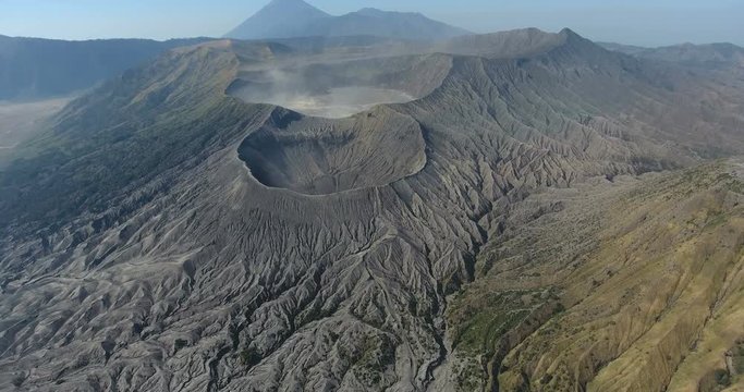 Aerial footage of huge volcano in Bali , Indonesia. Magnificent Asian nature. Travel concept. Shot in 4k