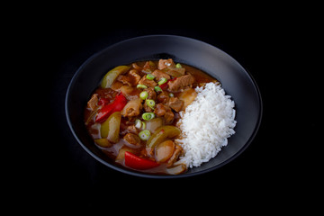 Mongolian lamb with rice