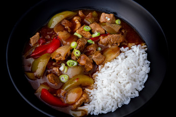 Mongolian lamb with rice