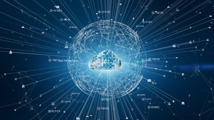 Secure Digital Data Network. Digital Cloud Computing Cyber Security Concept