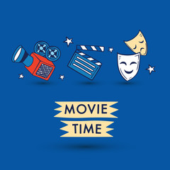 Cinema icon set with text and layout template for cards and banner design : Vector Illustration